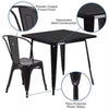 Modern Steel and Glass Dining Table with powder-coated frame and galvanized steel construction details.