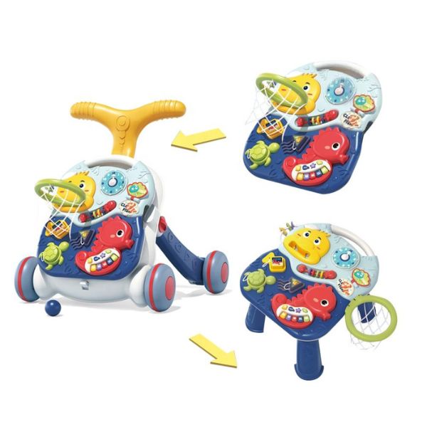3 in 1 Baby Learning Walker & Activity Trolley featuring interactive toys and play area for engaging learning.