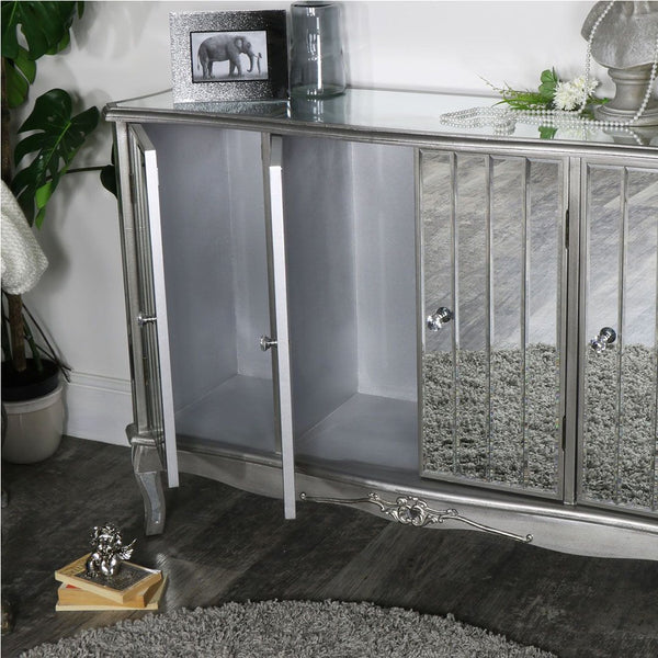 Inside view of the Victorian High-Gloss 4 Door Sideboard showcasing its elegant design and spacious storage.