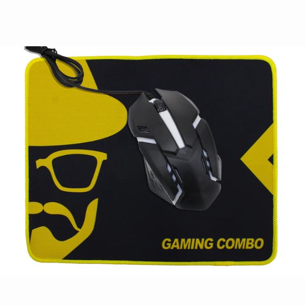 4 in 1 Gaming RGB Keyboard Mouse Headset & Pad Combo with a sleek gaming mouse and colorful mouse pad.