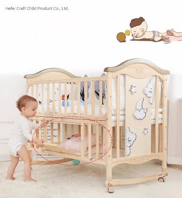 Perfect Dealz Adjustable Wooden Baby Crib