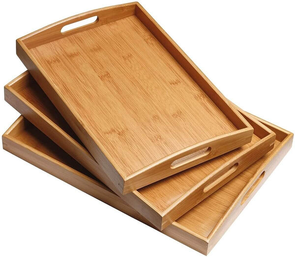 Perfect Dealz 3 Piece Classy Bamboo Tray Set
