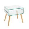 Glass Side Table With Wooden Legs image 0