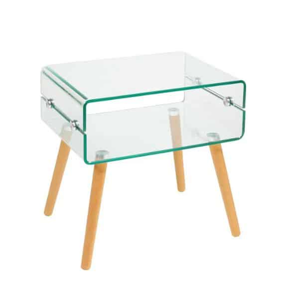 Glass Side Table With Wooden Legs image 0