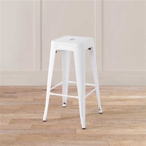 White Counter Bar Chair with industrial design, ideal for kitchens and cafés, offering modern seating solution.