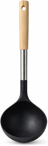 Stainless Steel Silicone Serving Spoon with Wooden Handle