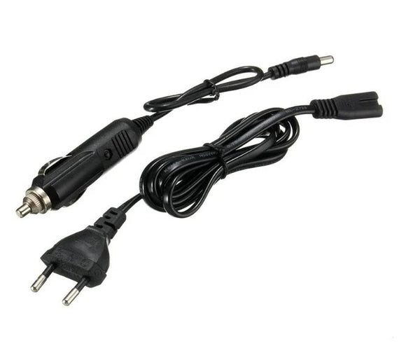 120W Universal Laptop DC Car Charger kit set of detachable tips and cables laid out