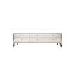 Living Room Modern Entertainment Unit TV Stand with glass front and gold legs, perfect for contemporary home decor.