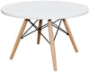 Kids White Activity Table featuring a round top and wooden legs for children's learning and play.