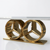 Modern Gold Double Ring Console Table with a sleek marble top and stylish double-ring design.