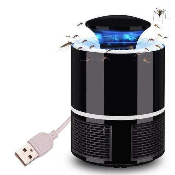 USB-Powered Mosquito Killer Lamp attracting and trapping mosquitoes with UV light.