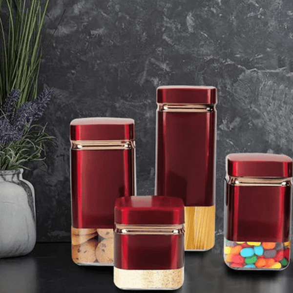 Perfect Dealz 4-Piece Kitchen Storage Glass Jars with Airtight Seal