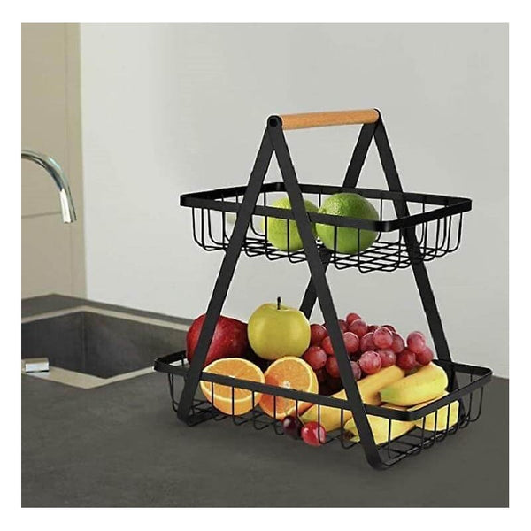 2 Tier Countertop Fruit Basket Holder Decorative Bowl Stand image 0