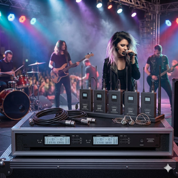4 Channel UHF Wireless Headset and Lapel Microphone System