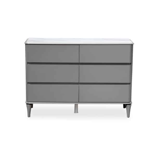 Modern Grey 6 Drawer Storage Chest with sleek design and spacious drawers for organized storage.