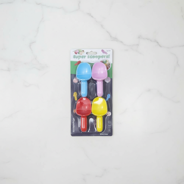 4PC Ice-Cream Super Scoopers in assorted colors, packaged for ice cream lovers.