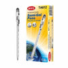 12 pcs Transparent Semi-Gel Ink Pens Black in packaging with one pen displayed beside it.