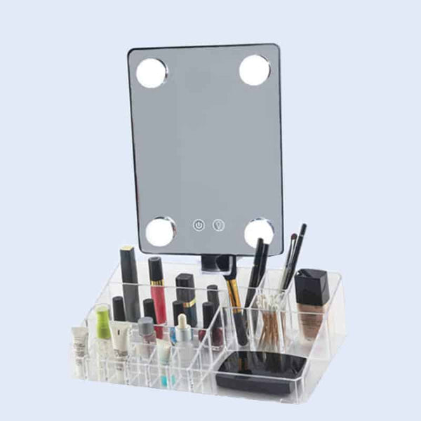 4 Lights Acrylic Makeup Organizer with Lipstick Storage image 2