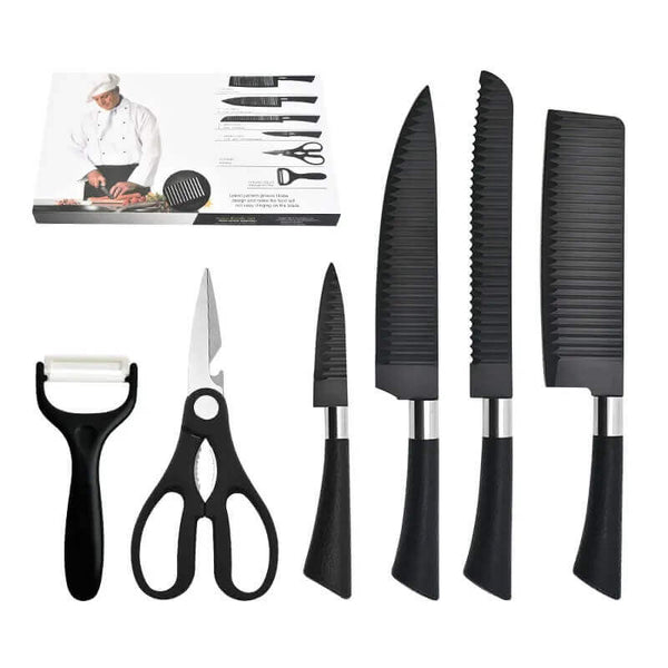 Perfect Dealz High Quality 6 Piece Kitchen Stainless Steel Knife Set with Non-Stick Surface