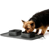 2 in 1 Portable Collapsible Double Pet Bowls Feeding Mat Set image 0