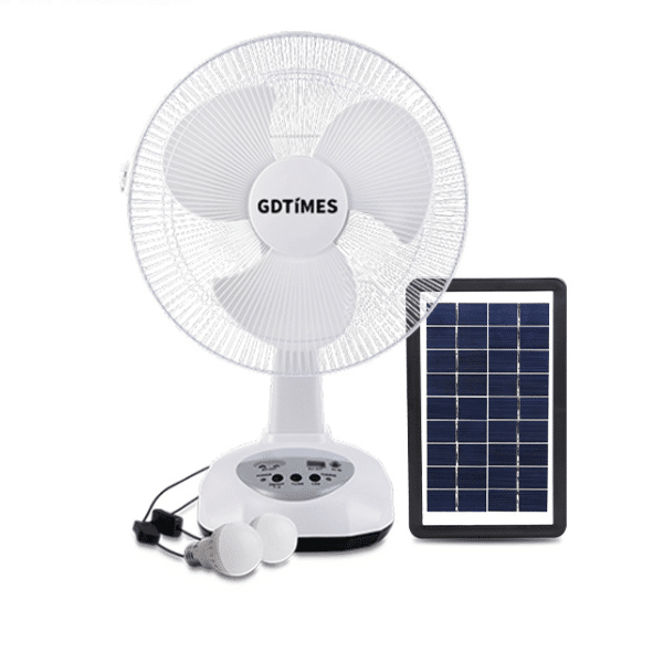 Perfect Dealz 12 inch Rechargeable Solar Table Fan with LED Emergency Lights