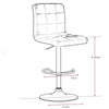 Adjustable Swivel Bar Stool with Backrest dimensions and design illustration showing height and width.