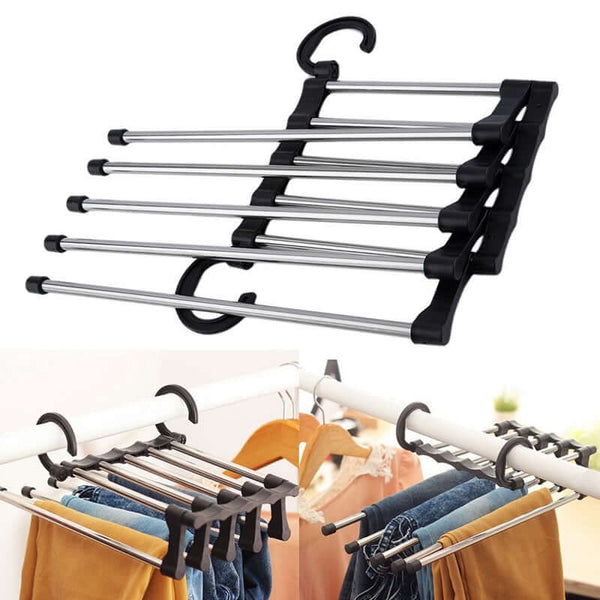 5-Tier Foldable Stainless Steel Pants and Clothing Rack