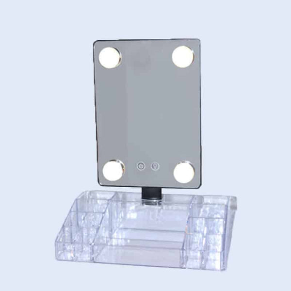 4 Lights Acrylic Makeup Organizer with Lipstick Storage image 1