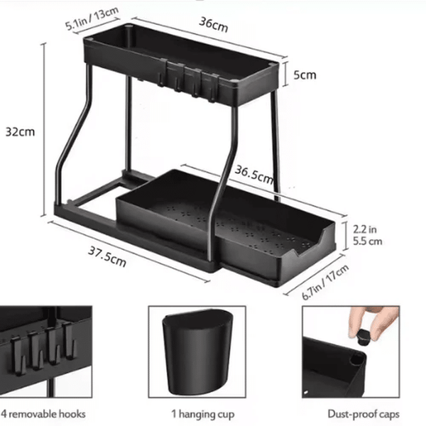Perfect Dealz 2-Tier Pull-Out Storage Rack for Countertop