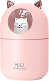Portable USB Mini Cute Pet Cat Air Humidifier in pink with cat design, perfect for adding moisture to dry air.