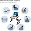 Adjustable Laptop Desk displaying ergonomic positions for use on a sofa, desktop, bed, and more.