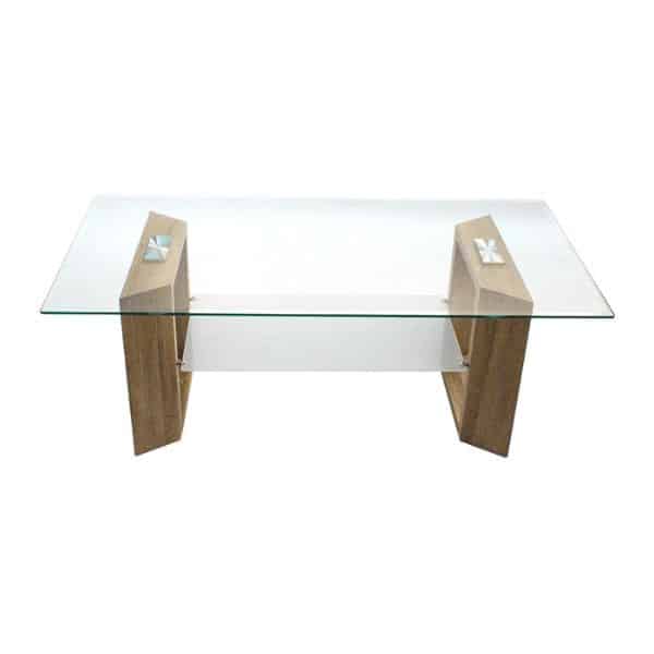 Perfect Dealz Glass Coffee Table with Wooden/Gold Legs