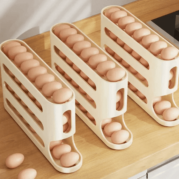 Perfect Dealz Self-Rolling Fridge Egg Tray for Space-Saving Storage