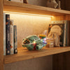 Transparent Gear Airplane Toy on a shelf with books, showcasing colorful gears and dynamic lights.