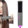 2 in 1 Hot Air Brush Dryer and Straightener in use, drying and straightening hair for a smooth finish.