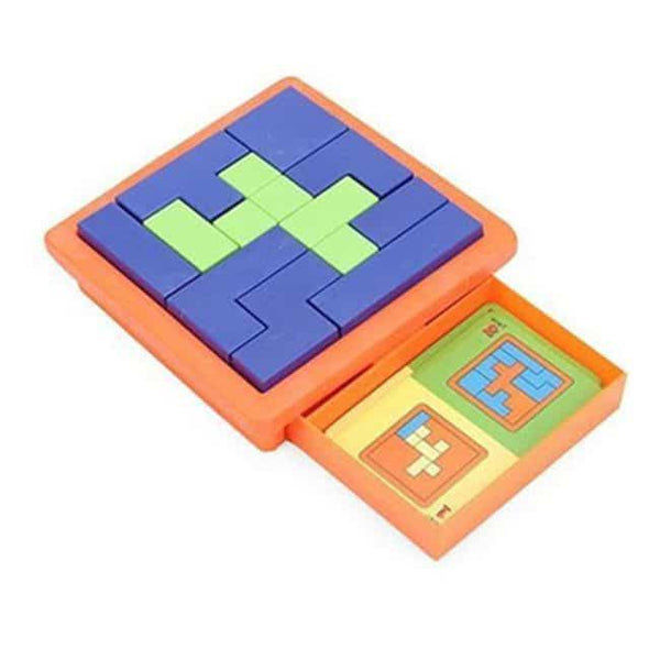 Creative Pattern Puzzle Square by Square with colorful pieces and challenge cards, promoting spatial reasoning and creativity.
