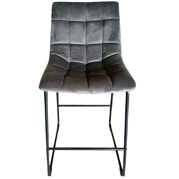 Set of 5 Velvet Pub Height Bar Stools