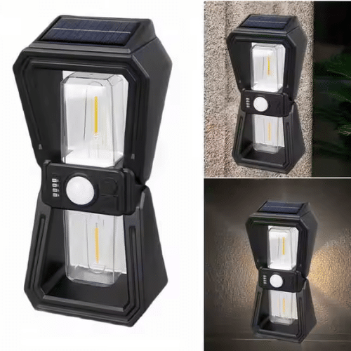 Solar Modern Outdoor Wall Light with solar panel and bright LED design, ideal for enhancing outdoor spaces.