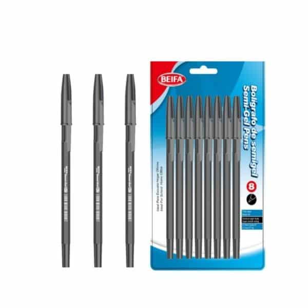 Perfect Dealz 8 Semi-Gel Ink Pens (Black, 0.7)