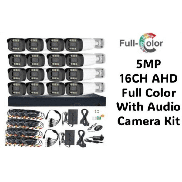 5MP 16 Channel ADH Full Color with Audio CCTV Camera Kit image 0