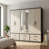 6-Door Wardrobe with Mirrored Doors and 6 Storage Drawers