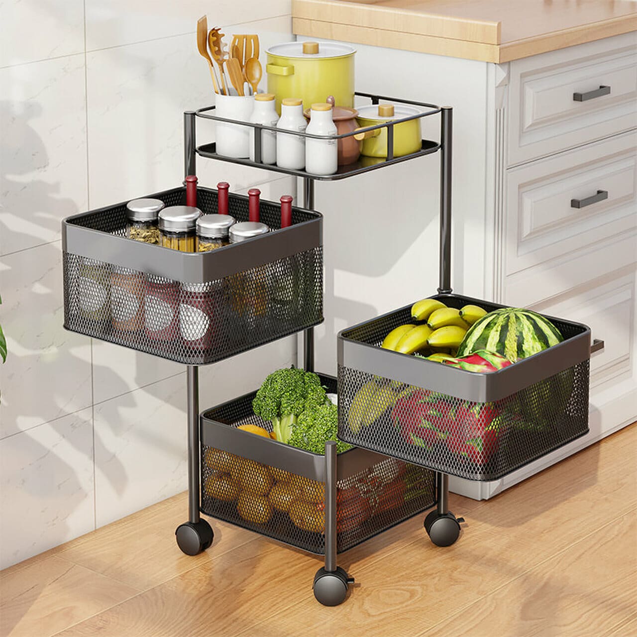 Multi Functional 4 Tier Rotatable Drawer Basket Storage Cart | Perfect ...