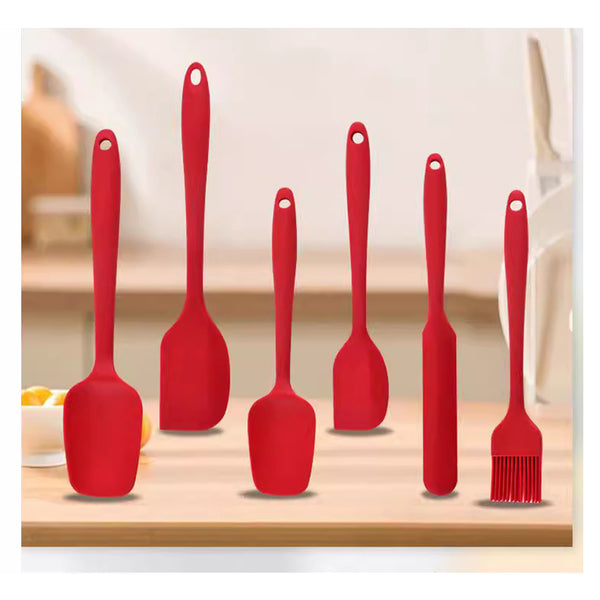 6-Piece Heat-Resistant Silicone Spatula Set with Ergonomic Handles