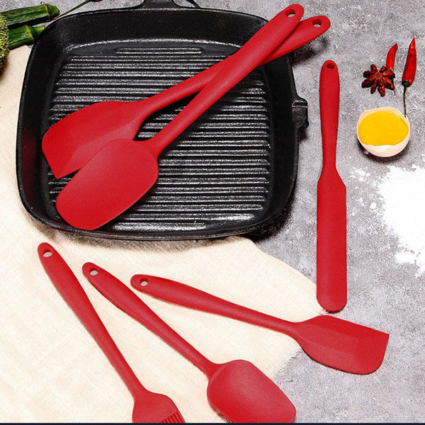6-Piece Heat-Resistant Silicone Spatula Set with Ergonomic Handles