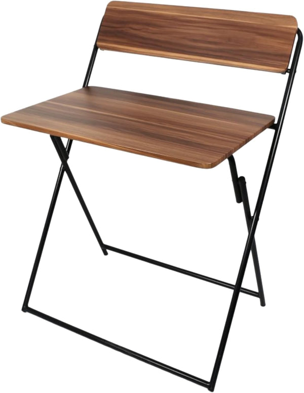 Folding 2-Tier Wall Mounted Desk with a sleek wooden top and black metal frame, perfect for compact spaces.