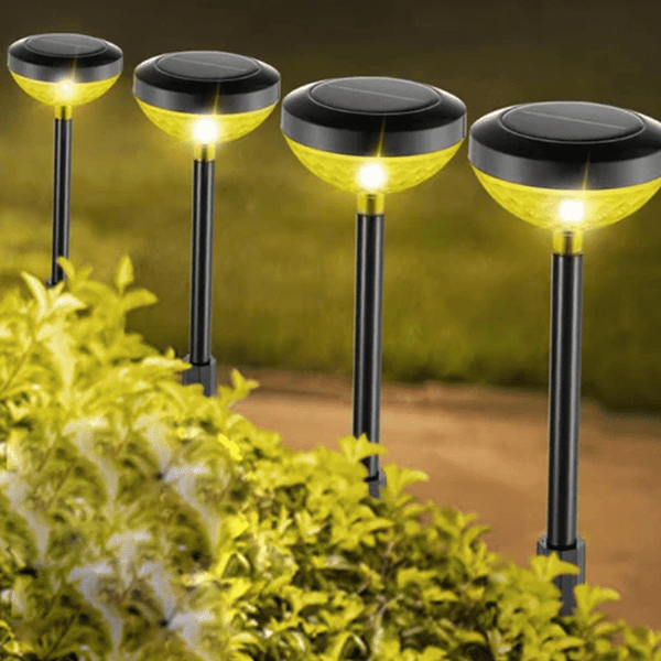Solar Garden Lanterns illuminating a garden pathway, showcasing their aesthetic and eco-friendly solar energy features.