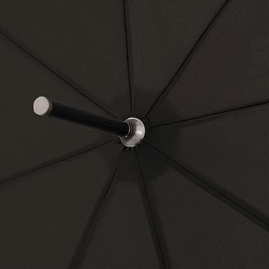 Curved Handle Automatic Rain Umbrella interior view showcasing the black fabric and central pole.