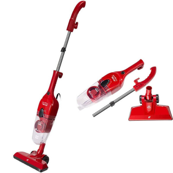 2-in-1 Mite & Dust Collector Portable Handheld Vacuum Cleaner in red, versatile for cleaning beds and upholstery.