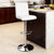 Adjustable Swivel Bar Stool with Backrest in a modern kitchen setting, featuring a white padded seat and chrome base.