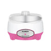 Yogurt Maker in pink and white design for making homemade yogurt with consistent texture and flavor.
